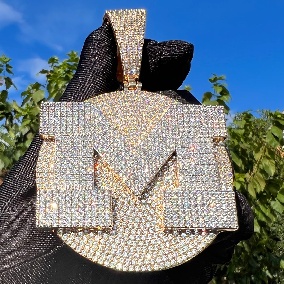 VVS Shine Tennis Stoned Iced Out Initial Custom Name Necklace Pendant - Luxury Custom Jewelry - CaratixJewelry