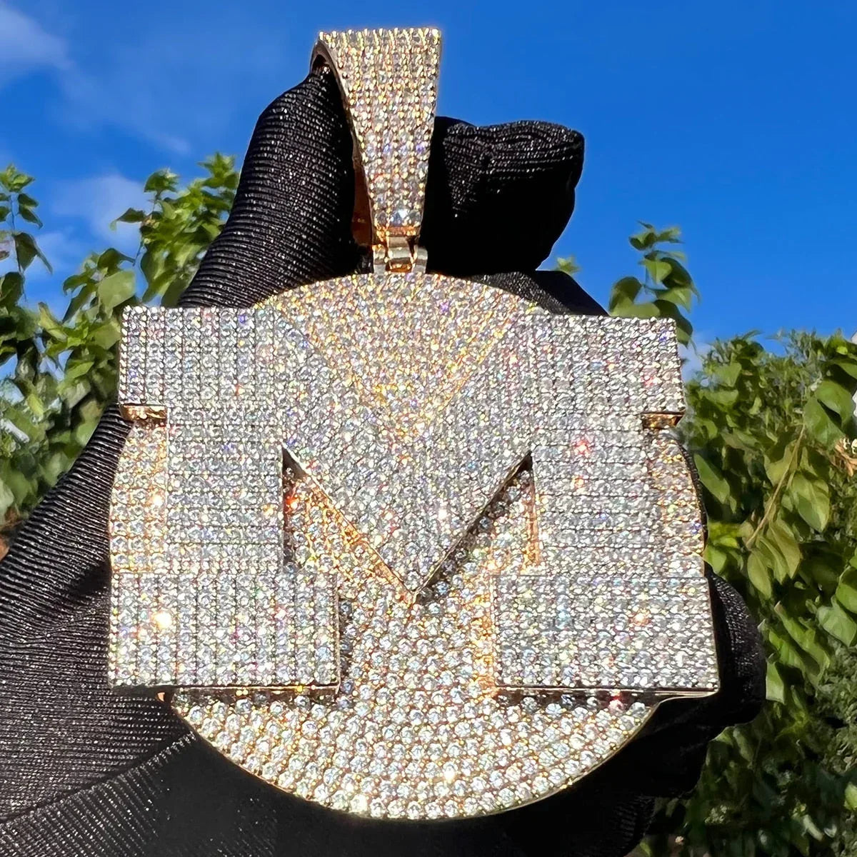 VVS Shine Tennis Stoned Iced Out Initial Custom Name Necklace Pendant – Luxury Hip Hop Jewelry for Men & Women - CaratixJewelry