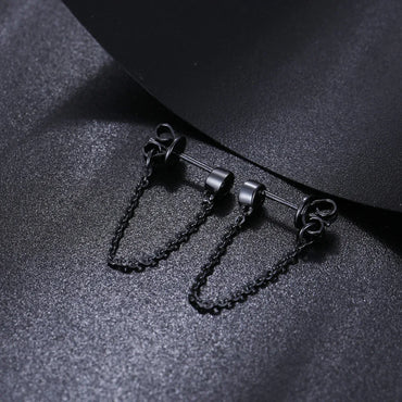 Black Iced D Color VVS Tassel Style 925 Silver Earrings - CaratixJewelry