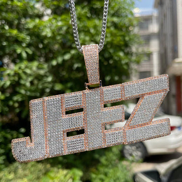 All Caps Bold and Bling Iced Out Personalized Custom Name Necklace Pendant - Luxury Custom Jewelry - CaratixJewelry