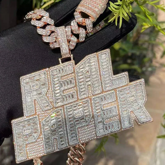 Rich Baguette & Iced Out Personalized Custom Name Necklace Pendant - Luxury Custom Jewelry - CaratixJewelry