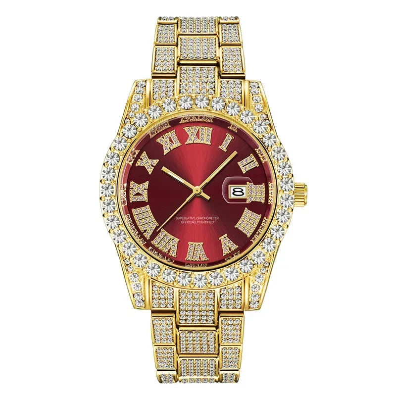 Luxury Top Brand Hip Hop Iced Out Watch | Full Men's Quartz Wristwatch | Reloj Hombre 2026 | Male Gold Clock Gift | Drop Shipping | Caratix - CaratixJewelry