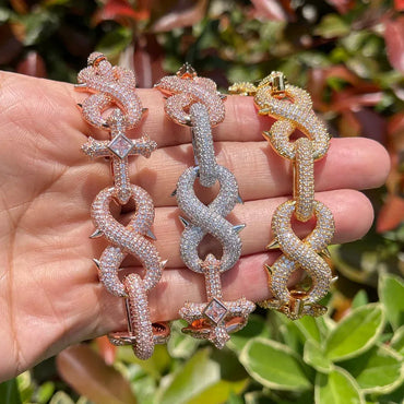 18MM Cross and Infinity Link Iced Out Necklace Chain - CaratixJewelry