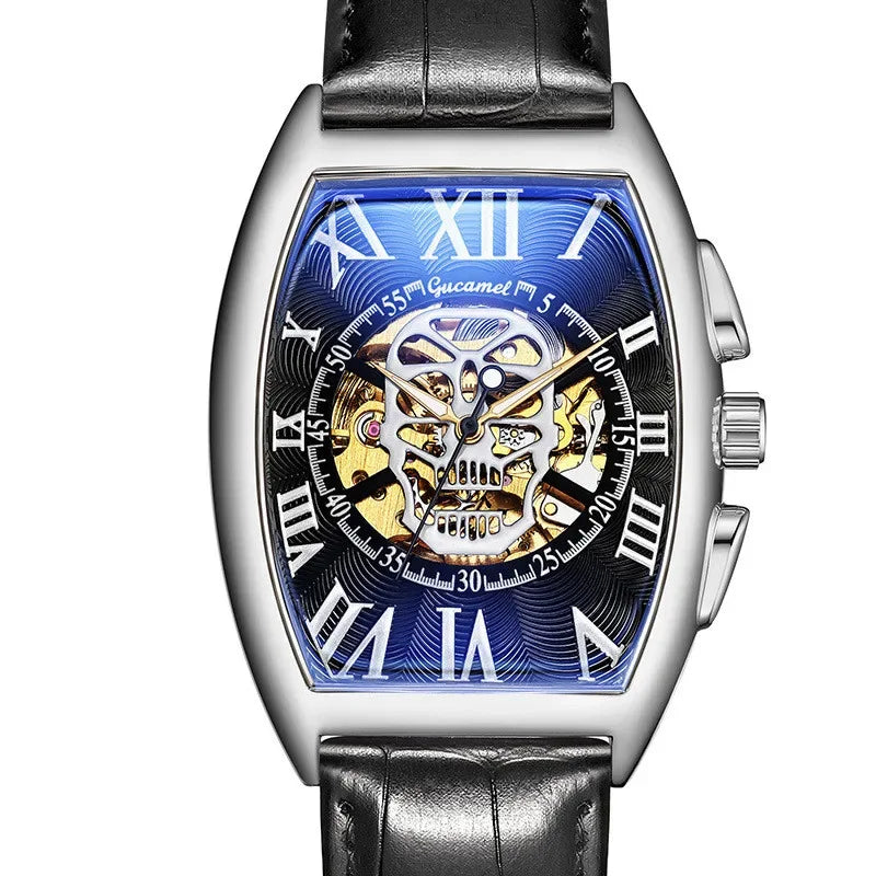 Luxury Tonneau Skull Automatic Watch for Men | Hollow Tourbillon Mechanical Wristwatch | Leather Strap Iced Out Watch | 2026 Male Gift Drop Shipping | Caratix - CaratixJewelry