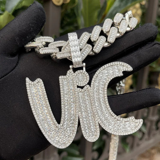 Baguette Impression Iced Out Personalized Custom Name Necklace Pendant - Luxury Custom Jewelry - CaratixJewelry