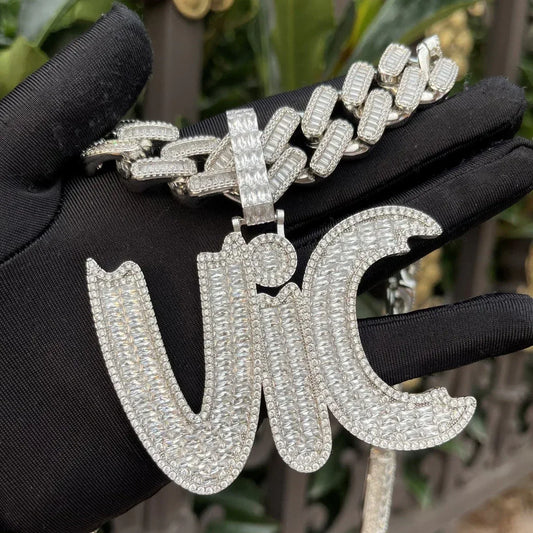 Baguette Impression Iced Out Personalized Custom Name Necklace Pendant - Luxury Custom Jewelry - CaratixJewelry