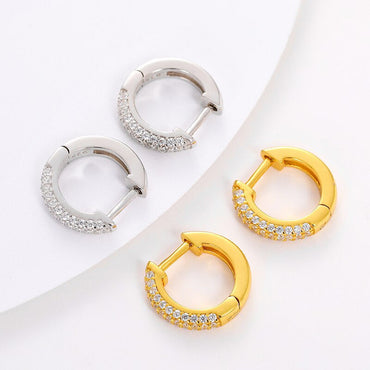 Genuine VVS Lab Diamond Small Hoop 925 Sterling Silver Earrings