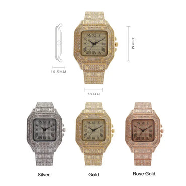 Luxury Unisex Watch for Men & Women | Hip Hop Iced Out Watch with Date | 2026 Relogio Reloj Quartz Wristwatch | Top Brand Drop Shipping | Caratix - CaratixJewelry