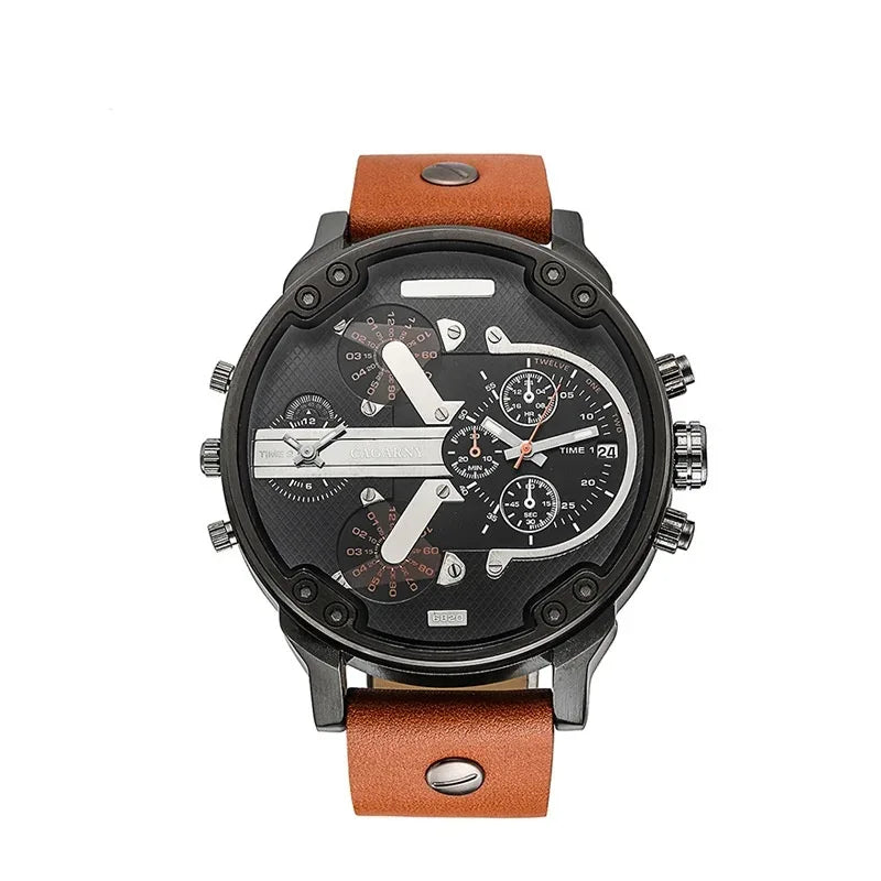 Luxury Top Brand Men's Big Dial Watch | Fashion Leather Band Quartz Wristwatch | Date Function Iced Out Watch | Relogio Masculino 2026 | Caratix - CaratixJewelry