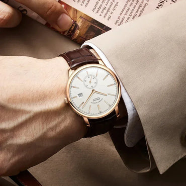 Luxury Men's Automatic Mechanical Watch | Rose Gold Case Sub-Dial Sport Clock | Genuine Leather Iced Out Watch | 2026 High Quality Gentleman's Gift | Caratix - CaratixJewelry