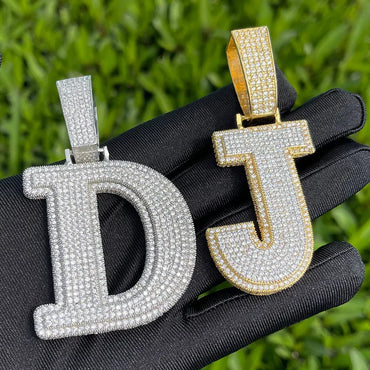 Clarity Initial Iced Out Custom Name Necklace Pendant - Luxury Custom Jewelry - CaratixJewelry