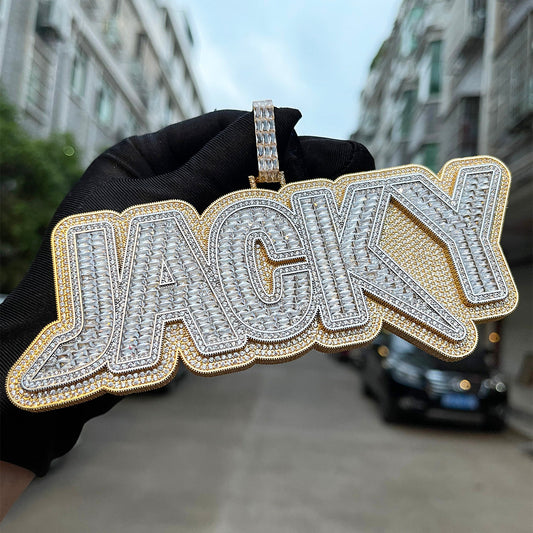 Duo Color Two Layers Iced Out Personalized Custom Name Necklace Pendant - Luxury Custom Jewelry