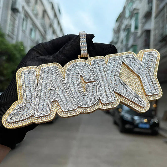 Duo Color Two Layers Iced Out Personalized Custom Name Necklace Pendant - Luxury Custom Jewelry - CaratixJewelry