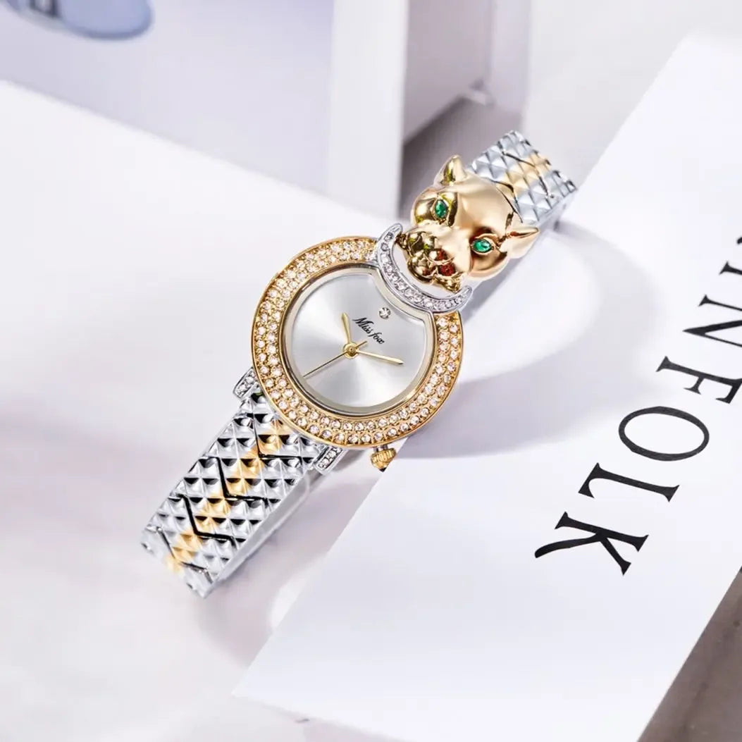 Luxury Women's Leopard Iced Out Watch | Full Bling Waterproof Ladies Quartz | Unique Stainless Steel Reloj | Caratix - CaratixJewelry