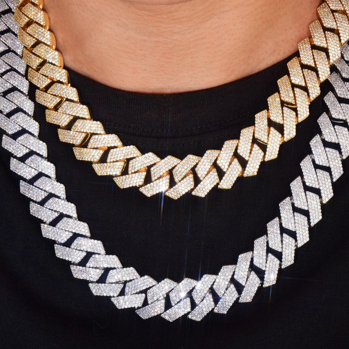 Hip Hop Necklace 20mm 4Row Miami Cuban Chain Zirconia Link - CaratixJewelry