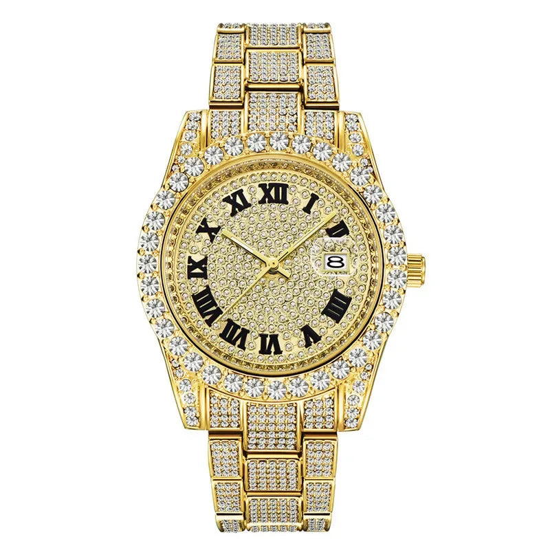 Luxury Top Brand Hip Hop Iced Out Watch | Full Men's Quartz Wristwatch | Reloj Hombre 2026 | Male Gold Clock Gift | Drop Shipping | Caratix - CaratixJewelry