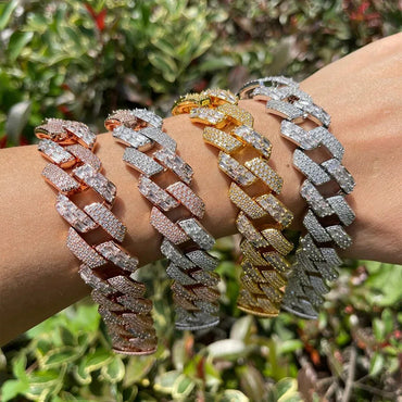 13MM Duo Stones Baguette Clasp Iced Out Bracelet – Luxury Hip Hop Jewelry for Men & Women - CaratixJewelry