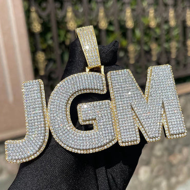 Two Layers Solid Clear Font Iced Out Personalized Custom Name Necklace Pendant - Luxury Custom Jewelry - CaratixJewelry
