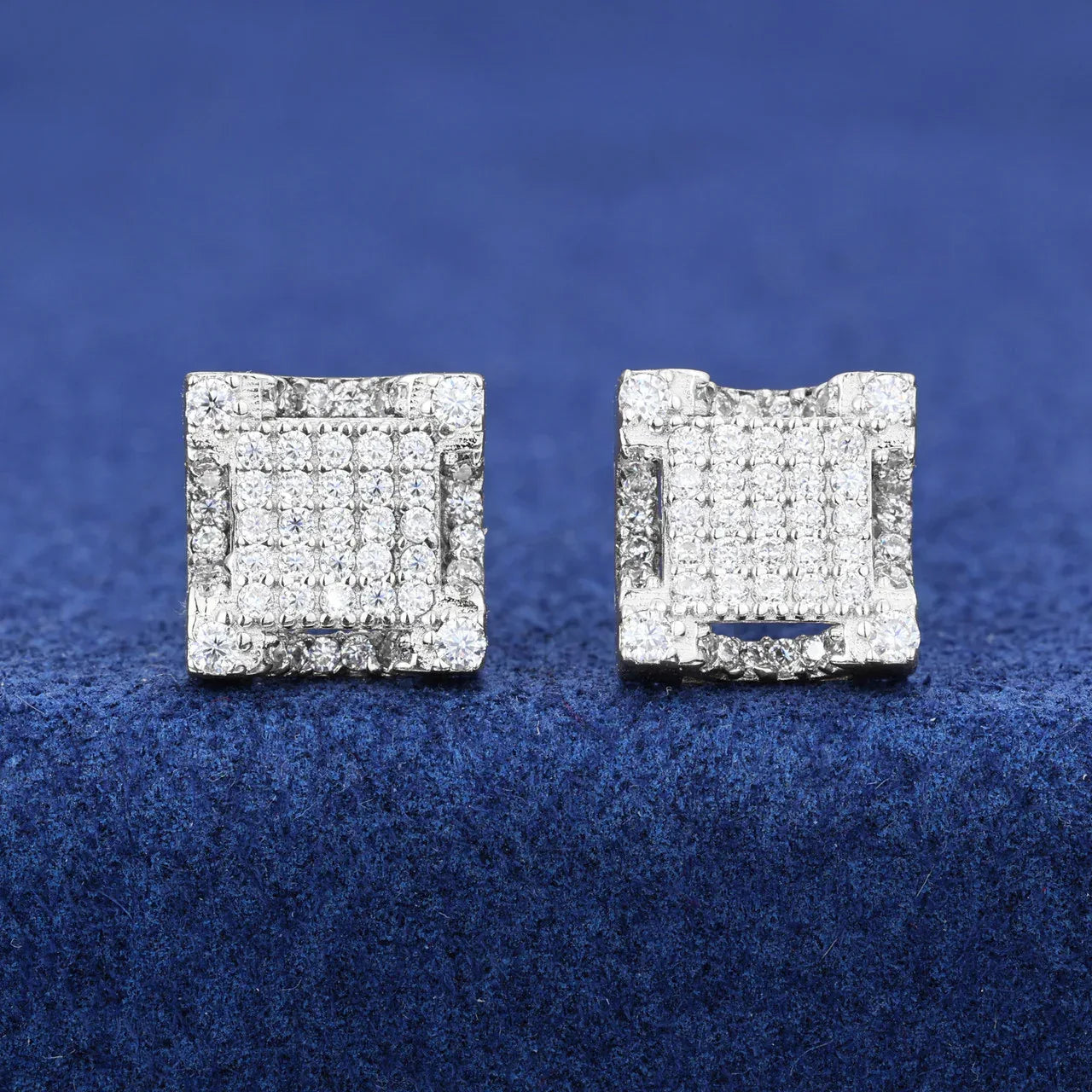 Four Cornered Moissanite Prong Set 10K Earrings - CaratixJewelry