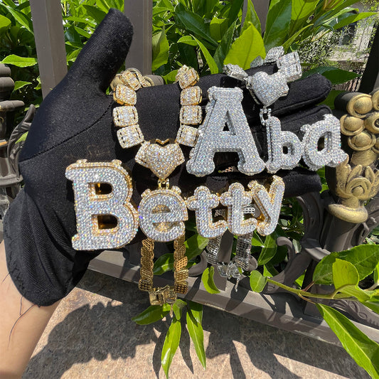 Charming Glow Heart Bail Iced Out Personalized Custom Name Necklace Pendant - Luxury Custom Jewelry