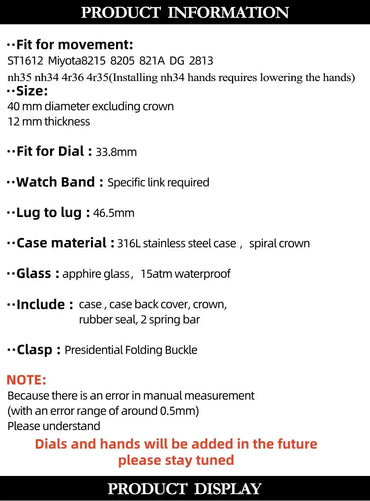 40mm Land-Dweller Watch Case & Strap Set | 316L Stainless Steel 15ATM Waterproof | Sapphire Glass Mod Part for NH35 Miyota 8215 | Caratix - CaratixJewelry