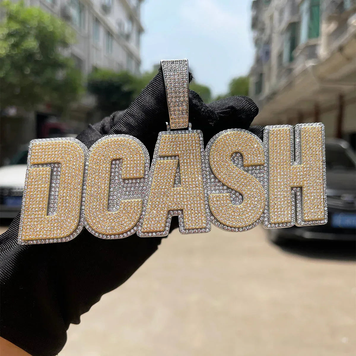 Clear Luxury Two Tone Iced Out Personalized Custom Name Necklace Pendant - Premium Custom Jewelry - CaratixJewelry