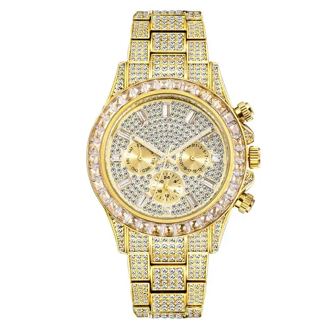 Luxury Six-Pin Men's Watch | Multifunctional Iced Out Watch | Stainless Steel Waterproof Quartz Wristwatch | Calendar Men’s Clock | Caratix - CaratixJewelry