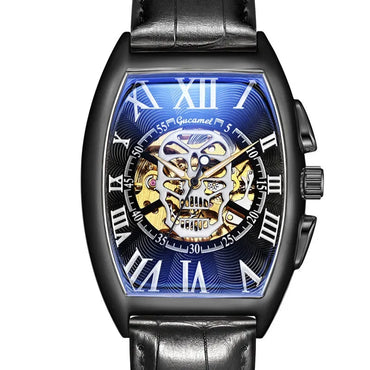 Luxury Tonneau Skull Automatic Watch for Men | Hollow Tourbillon Mechanical Wristwatch | Leather Strap Iced Out Watch | 2026 Male Gift Drop Shipping | Caratix - CaratixJewelry