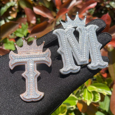 Special Crown Edition Iced Out Initial Custom Name Necklace Pendant - Luxury Custom Jewelry - CaratixJewelry