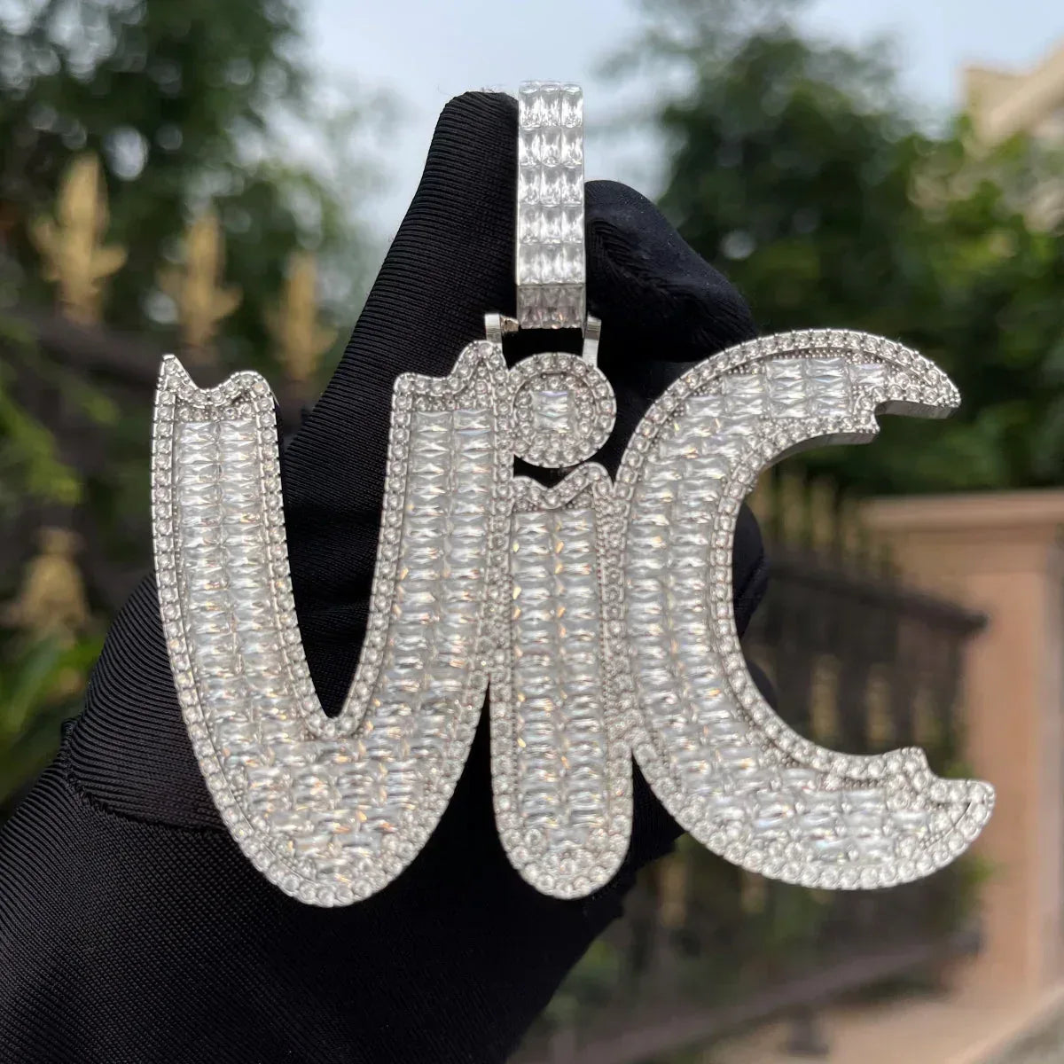 Baguette Impression Iced Out Personalized Custom Name Necklace Pendant - Luxury Custom Jewelry - CaratixJewelry