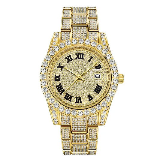Luxury Top Brand Hip Hop Iced Out Watch | Full Men's Quartz Wristwatch | Reloj Hombre 2026 | Male Gold Clock Gift | Drop Shipping | Caratix - CaratixJewelry