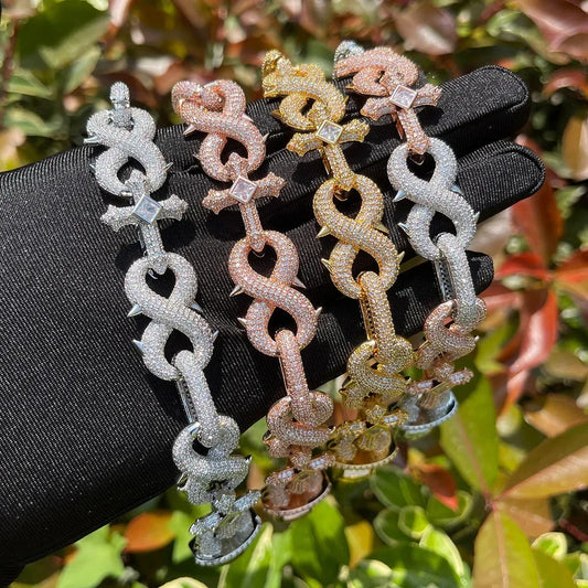 18MM Cross and Infinity Link Iced Out Necklace Chain - CaratixJewelry