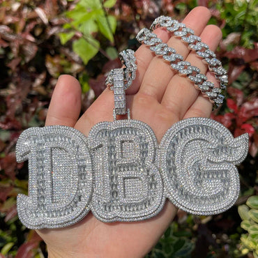 Baguettes n Stones Iced Out Personalized Custom Name Necklace Pendant - Luxury Custom Jewelry - CaratixJewelry