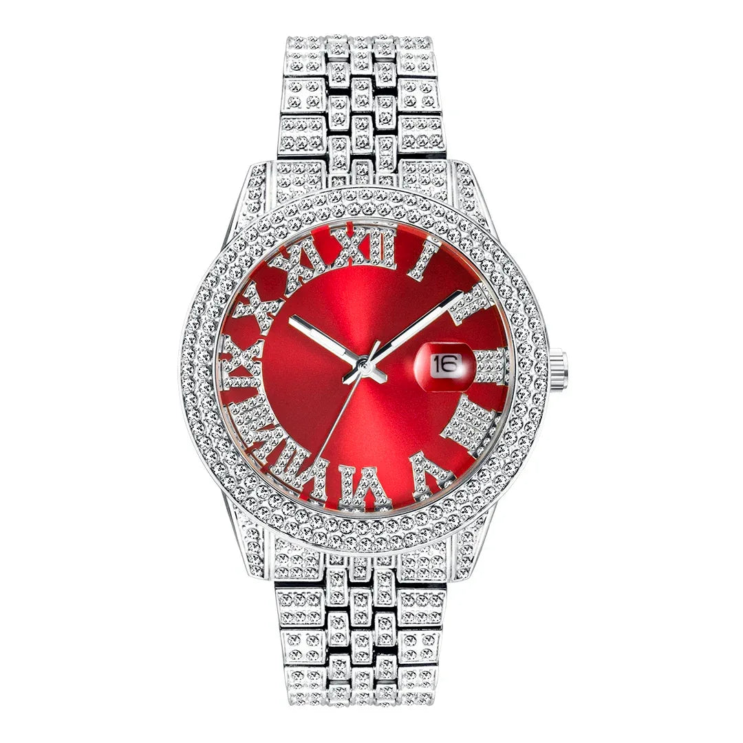 Luxury 18K Gold Men's Iced Out Watch | Full Stainless Steel Wristwatch | Luminous Waterproof Calendar Clock | Caratix - CaratixJewelry