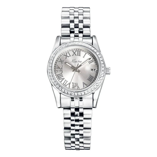 Luxury Women's Stainless Steel Watch | Japan Movement Ladies Quartz Wristwatch | Waterproof Calendar Iced Out Watch | Reloj Mujer | Caratix - CaratixJewelry