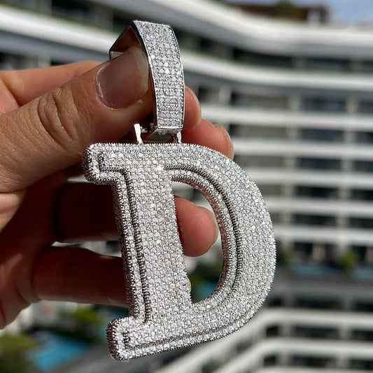 Clarity Initial Iced Out Custom Name Necklace Pendant - Luxury Custom Jewelry - CaratixJewelry