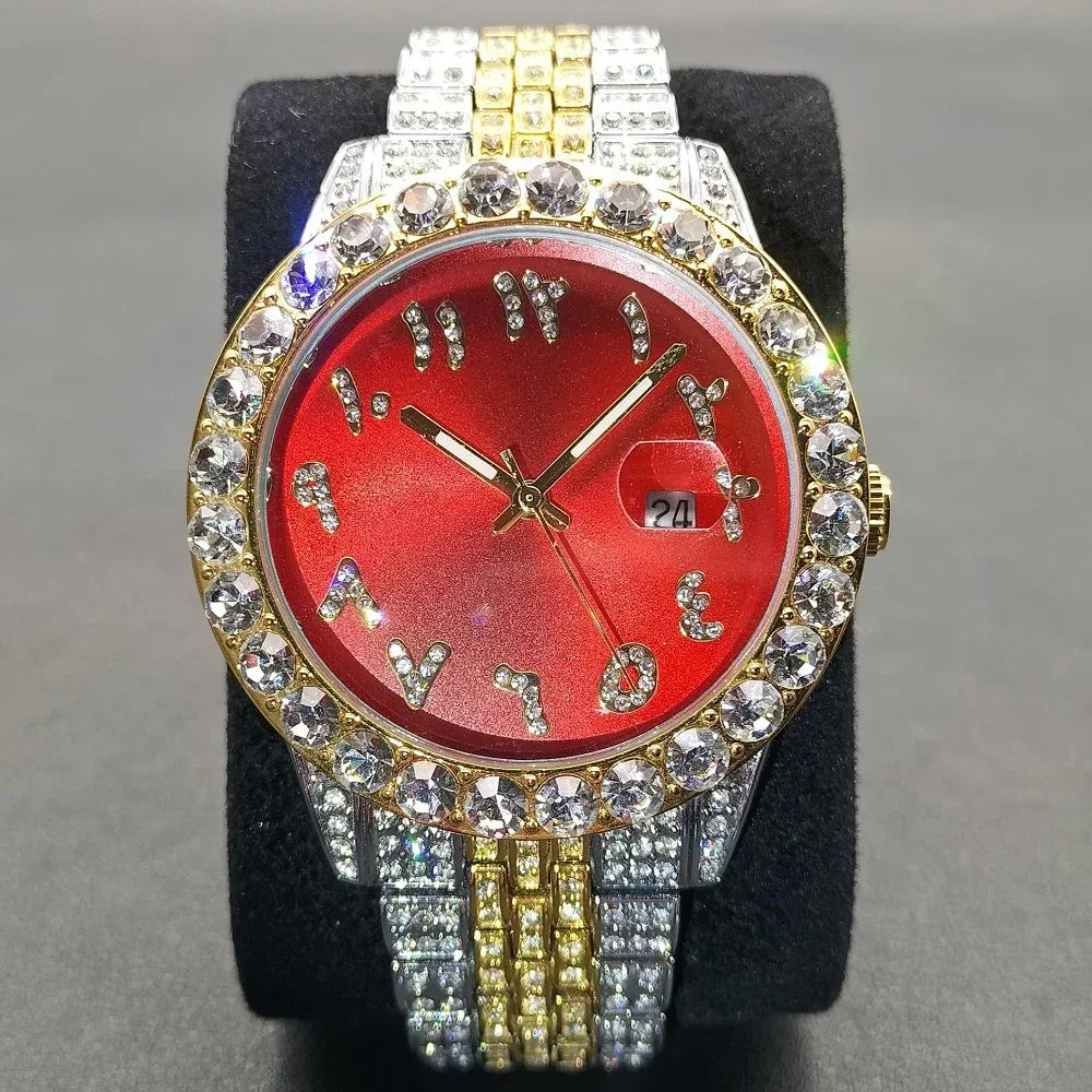 Luxury Silver Stainless Steel Men's Watch | Auto Date Quartz Wristwatch | Luminous Iced Out Watch | Reloj Hombre | Caratix - CaratixJewelry