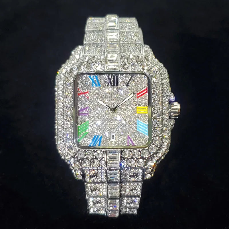 Luxury Rose Gold Square Watch for Men | 2026 New Hip Hop Iced Out Watch | Bling Rap Fashion Relogio Masculino for Party | Caratix - CaratixJewelry