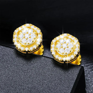 VVS Cluster Solid 925 Sterling Silver Iced Bling Out Earrings - CaratixJewelry