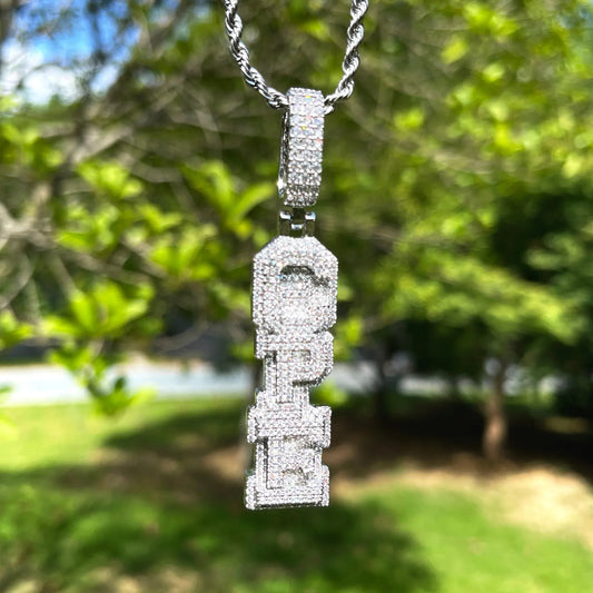 Stacked Letters Iced Out Personalized Custom Name Necklace Pendant – Luxury Hip Hop Jewelry for Men & Women - CaratixJewelry