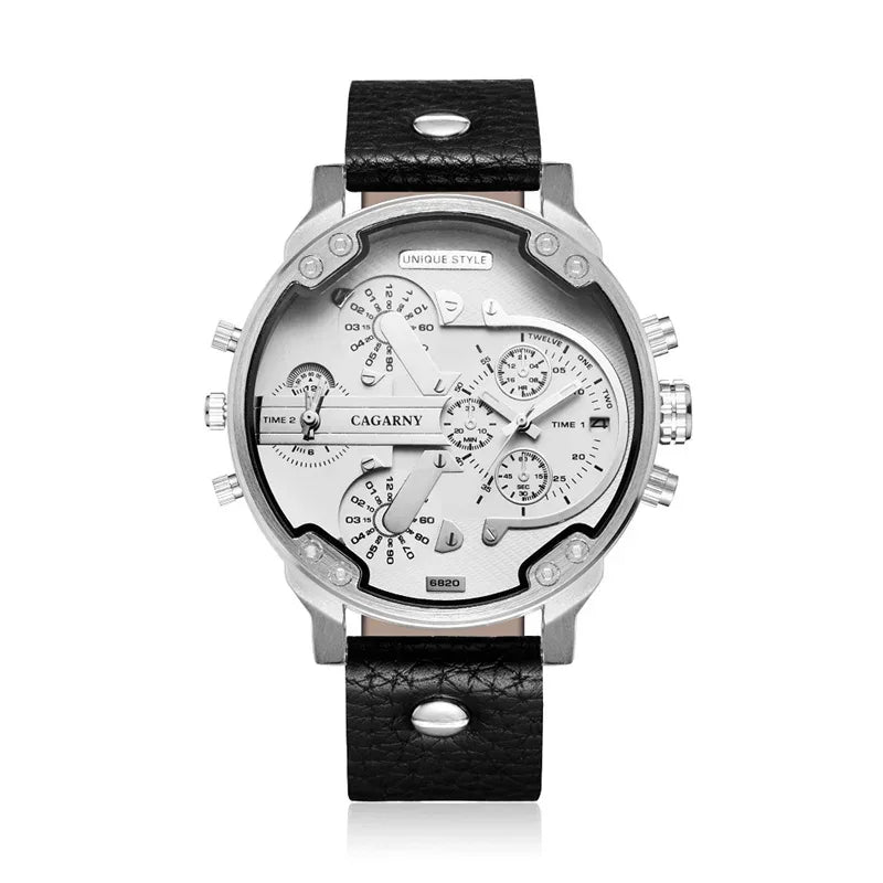 Luxury Top Brand Men's Big Dial Watch | Fashion Leather Band Quartz Wristwatch | Date Function Iced Out Watch | Relogio Masculino 2026 | Caratix - CaratixJewelry