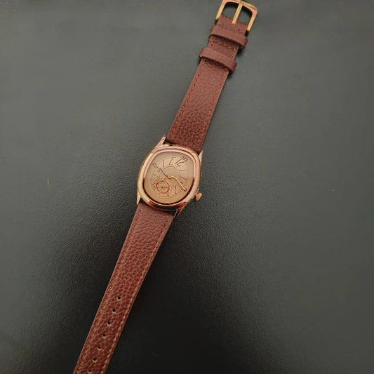 Luxury 36mm Twisted Design Watch | Retro Punk Aesthetic Iced Out Watch | Niche Irregular Quartz Timepiece | Unisex Gold Silver Bronze | Caratix - CaratixJewelry