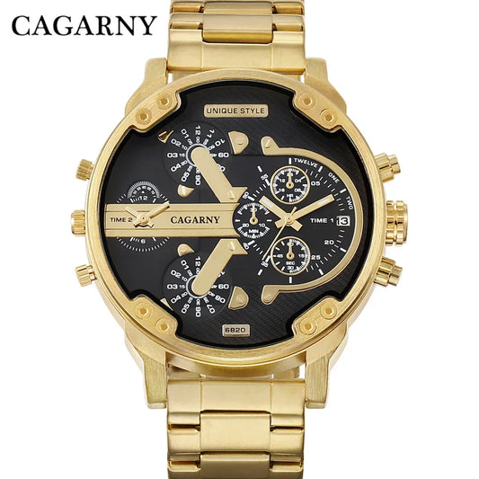 Classic Gold Men's Watch Top Brand Luxury | Large Dial Steel Band Quartz Wristwatch | 2026 Iced Out Watch Style | Relogio Masculino | Caratix - CaratixJewelry
