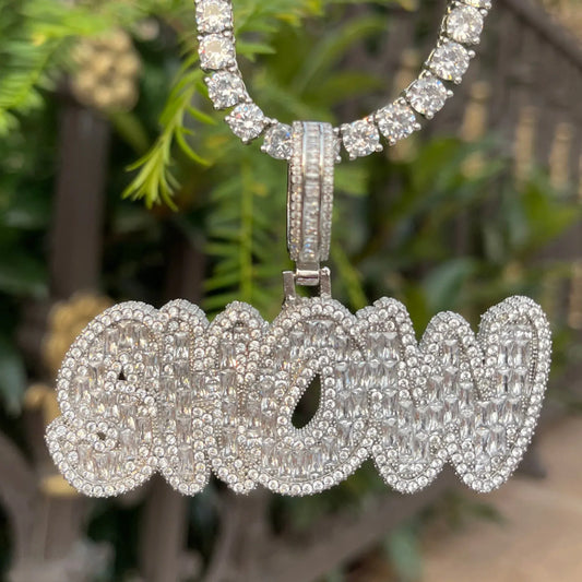 Baguette Shine Iced Out Personalized Custom Name Necklace Pendant - Luxury Custom Jewelry - CaratixJewelry