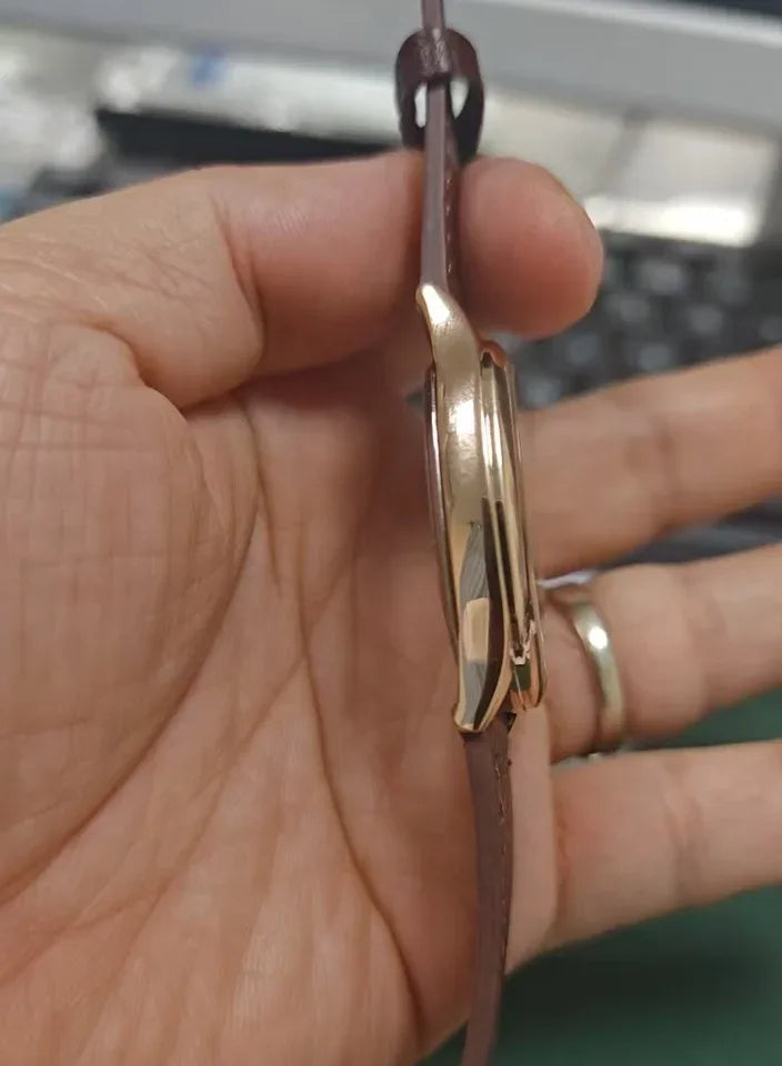 Luxury Twisted Square Watch for Men & Women | Unique Niche Design Iced Out Watch | Classic Retro Quartz Timepiece | Genuine Leather Strap | Caratix - CaratixJewelry