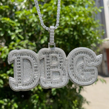 Baguettes n Stones Iced Out Personalized Custom Name Necklace Pendant - Luxury Custom Jewelry - CaratixJewelry