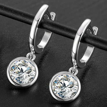 Genuine VVS Diamond Trendsetter Huggie Drop Earrings – 925 Solid Silver Hip Hop Bling Jewelry
