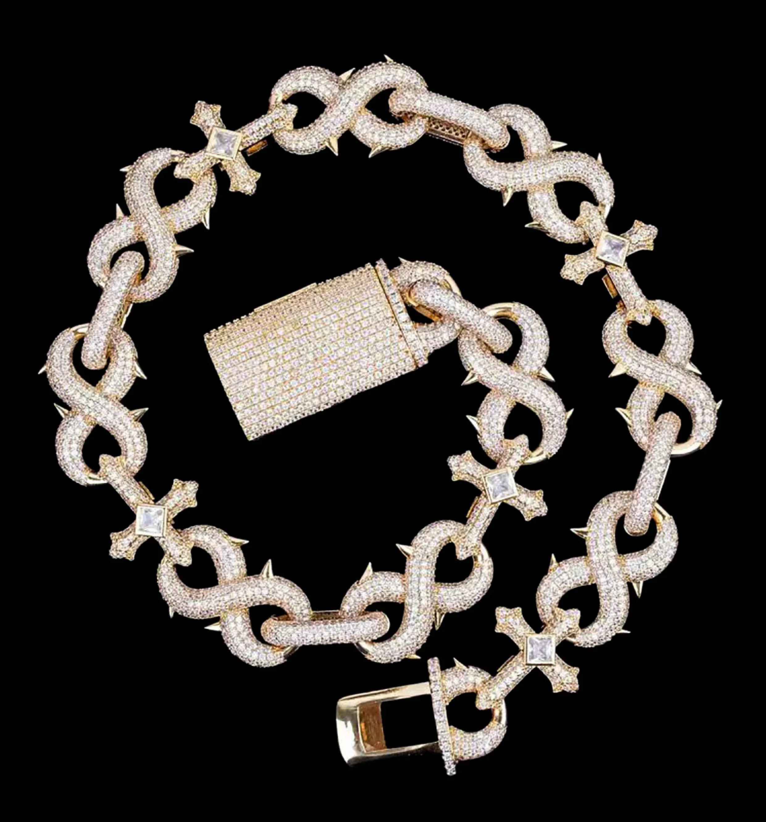 18MM Cross and Infinity Link Iced Out Necklace Chain - CaratixJewelry