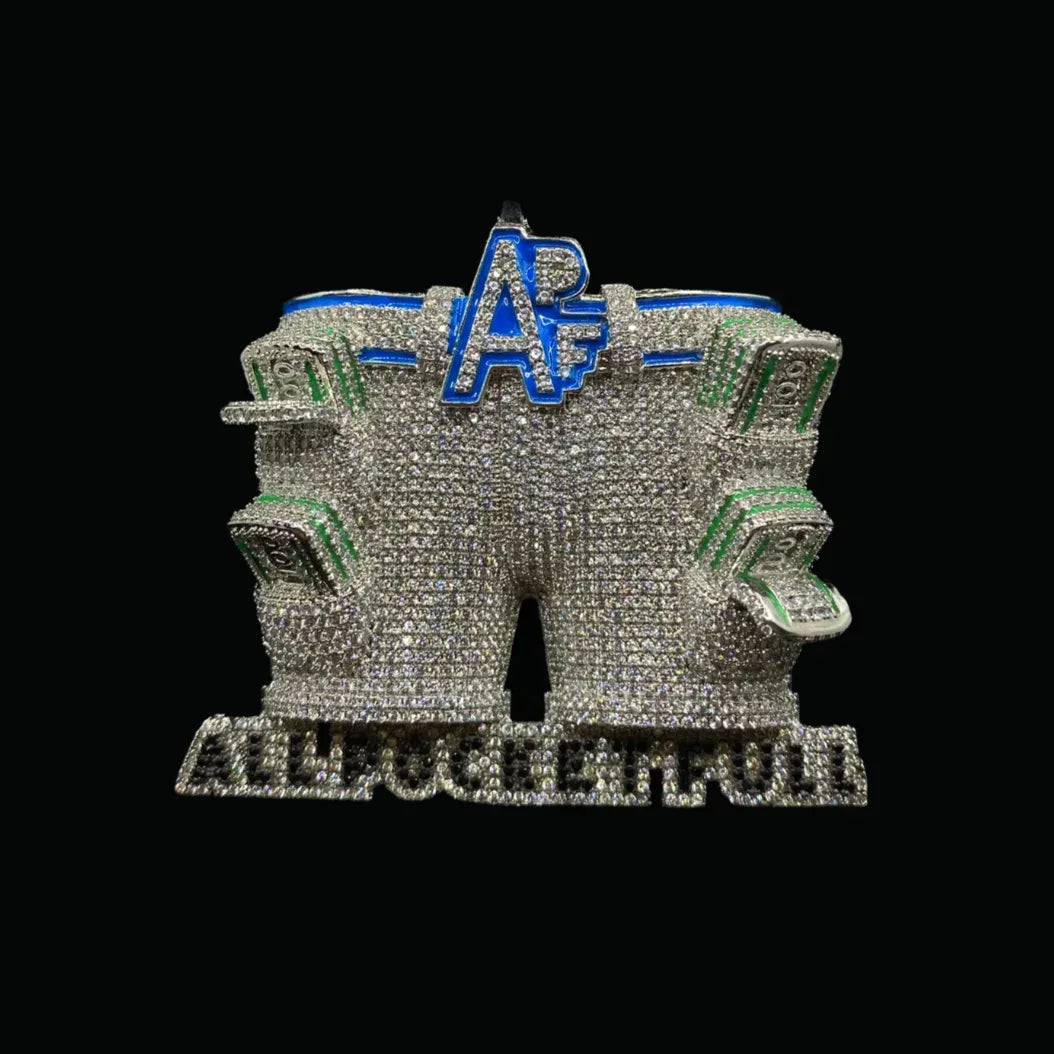 APF All Pocket Full Money Iced Out Letter Pendant Necklace – Custom Hip Hop Jewelry for Men - CaratixJewelry