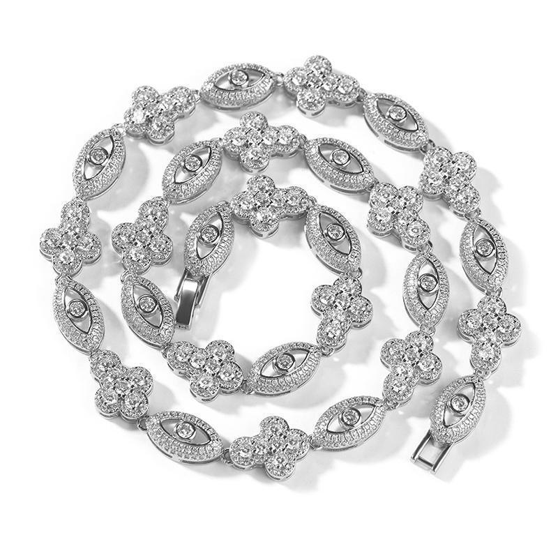 CARÁTIX Eyes & Cross Link Chain | 5A+ CZ Iced Out Hip Hop Bracelet Necklace for Men - CaratixJewelry